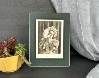 Antique Stage Actress with Bird Cabinet Card Photograph, Portrait of a Woman, Vintage Vaudeville Photography Decor, Wilbur Opera Company