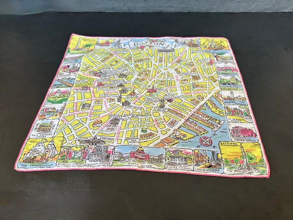 Vintage Handkerchief with Boston Pictorial Map - image 9