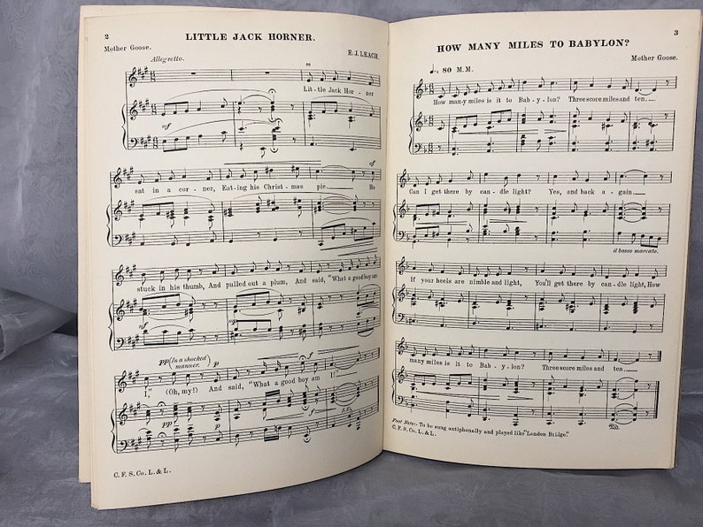 Lilts and Lyrics, Vintage Children's Song Book Sheet Music with Traditional Songs Lyrics, Vintage School Song Book Music Room Decor image 7