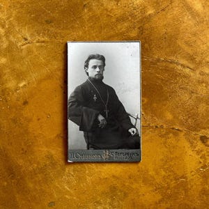Antique Russian Photograph Pre-Revolution St. Petersburg CDV Photo of Eastern Orthodox Priest