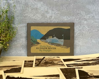 Fotografías antiguas del río Hudson a la luz del día Conjunto de fotografías de recuerdo de barco de vapor vintage