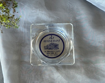 Vintage Glass Restaurant Ashtray 1950s Greenwich Village New York City Collectible NYC Home Decor