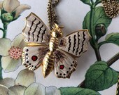 Vintage Watch Pendant Necklace, Boho Butterfly Jewelry, Special Gift for Her, Butterfly Lover Gift Idea, Butterfly Necklace