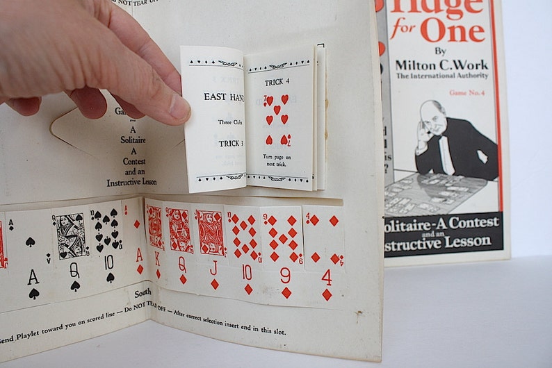 Vintage Bridge Card Game Instructions, Bridge for One Milton C. Work