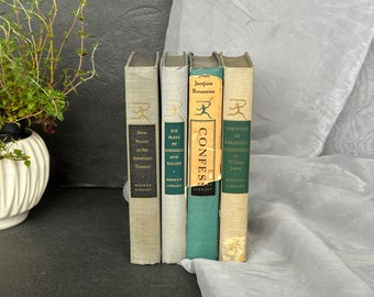 Vintage Modern Library Book Set for Home Library Shelf Decor William James, Rousseau, Corneille & Racine, American Theatre