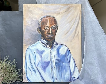 Vintage Original Oil Painting of an African American Man
