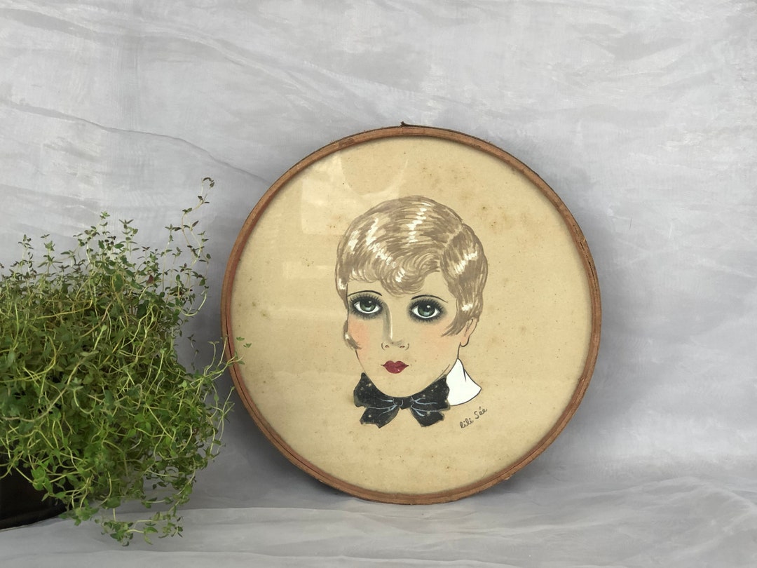 Vintage French Candy Box With Signed Original Art Under Glass, Vintage