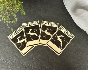 Art Deco Gazelle Ex Libris Library Bookplate Lot of 4 Book Plates