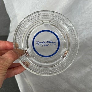 Vintage Beverly Hillcrest Hotel Ashtray Hollywood Home Decor Accent Decorative Glass Ashtray Catchall Dish