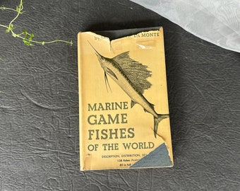 Vintage Illustrated Fish Book Decor, Marine Game Fishes of the World, 1952 First Edition