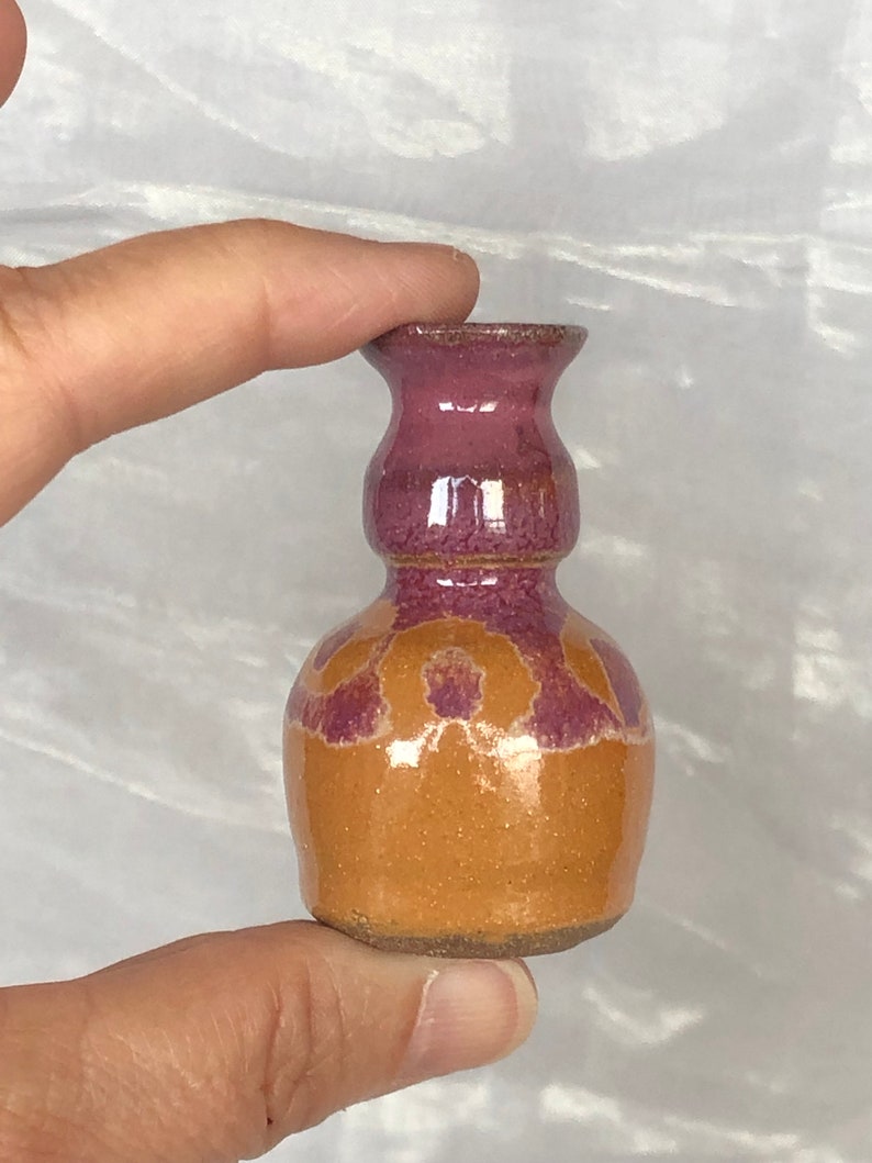 Miniature Art Pottery Vase Trio Set, Vintage Studio Art Pottery Decor for Shelf Accent image 6