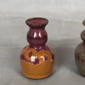 Miniature Art Pottery Vase Trio Set, Vintage Studio Art Pottery Decor for Shelf Accent image 2