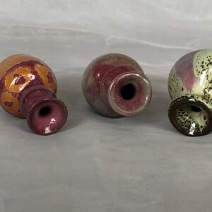 Miniature Art Pottery Vase Trio Set, Vintage Studio Art Pottery Decor for Shelf Accent image 9