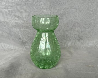 Vintage Green Crackle Glass Bulb Forcing Vase, Spring Home Decor