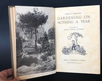 Vintage Gardening Book Decor, Garden Sunroom Room Decor, Gift for Gardener, Gardening on Nothing a Year