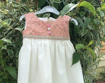 Little Girl's Dress – Sweet Shabby Chic in Flowers & Cream Lace