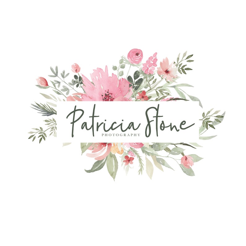 Watercolor Flower Logo Premade Photography Logo and | Etsy