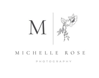 Pre Made Logo, Hand drawn sketched botanical flower Logo, Rose Floral Logo, Floral Logo Photography or Boutique Logo