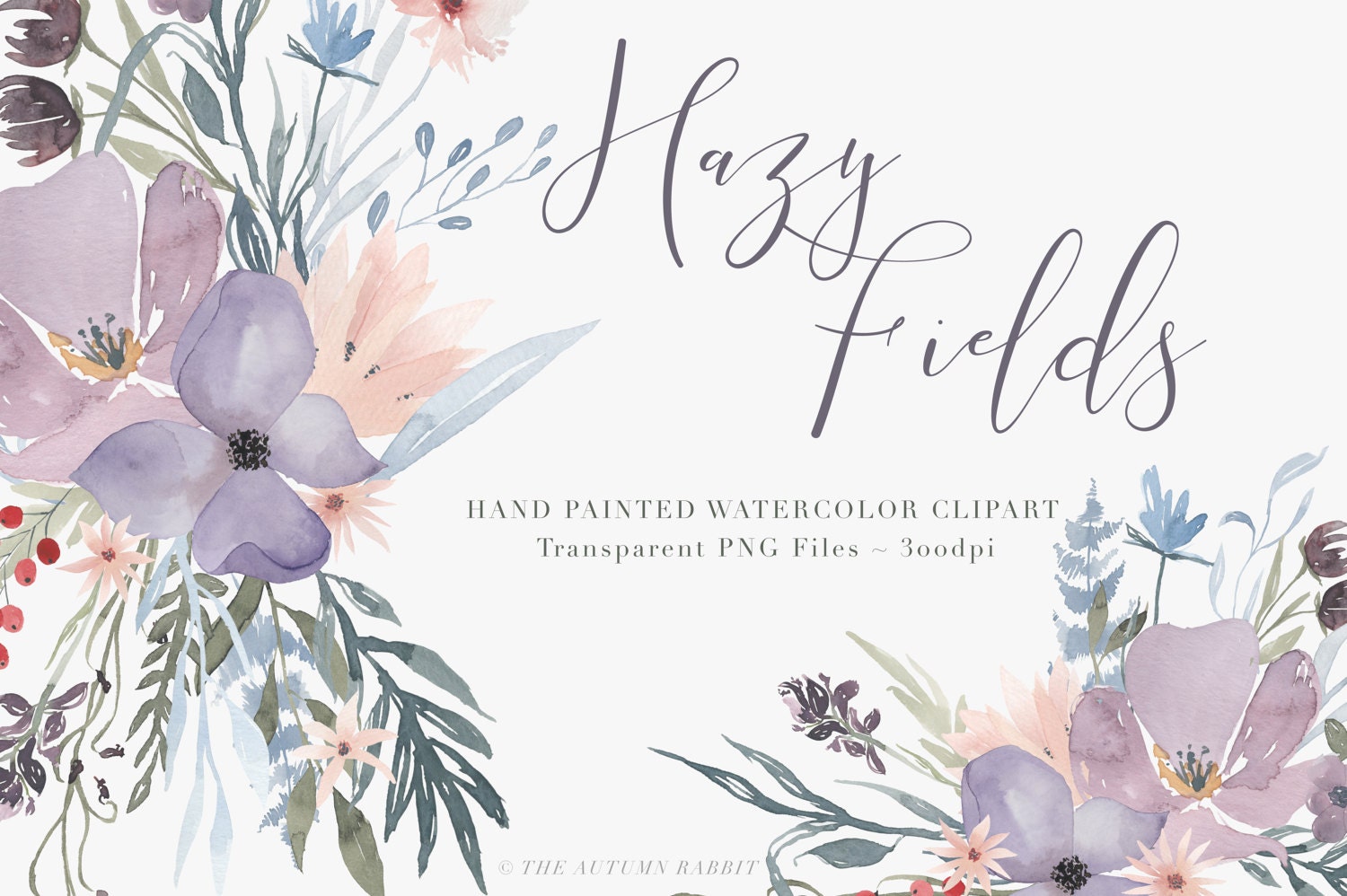 Watercolor Flowers Clipart Files High Res Transparent PNG | Etsy