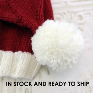Handgemachte gestrickte Nikolausmütze, Weihnachtsmütze, versandfertig, Weihnachtsgeschenk, Wollmütze Bommel, Erwachsene Strickmütze, Wolle Strickmütze, Weihnachtsmütze