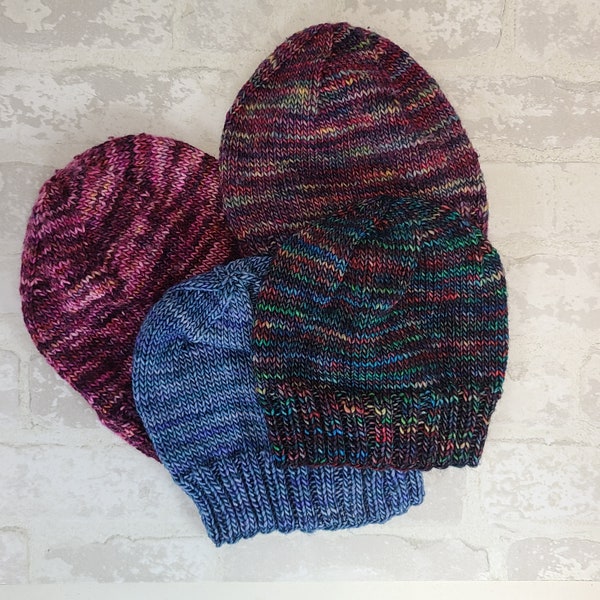 Handmade Classic Beanie, Unisex Hat, Ready to Ship, Merino Wool Knit Hat, Knit Cap, Winter Hat, Hand knit, colorful wool knit beanie hat