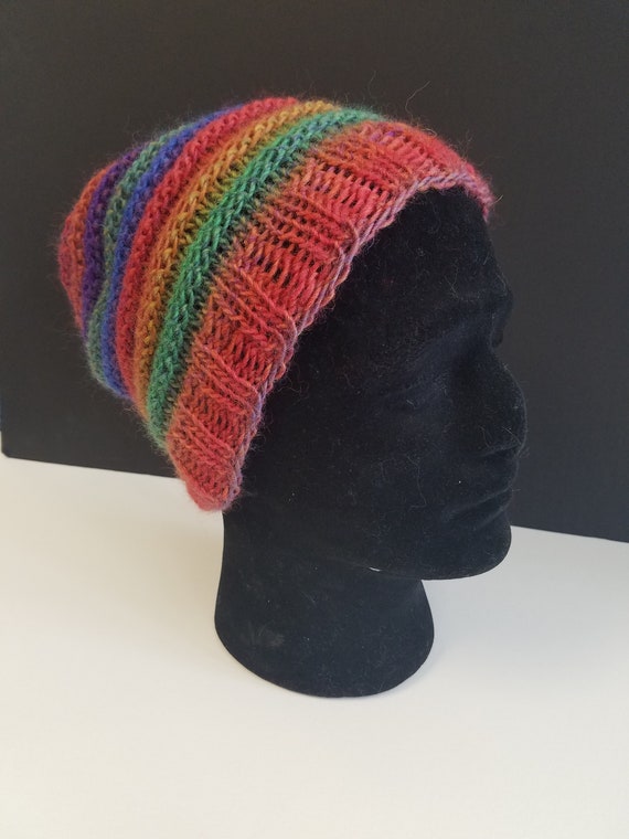 Wool Rainbow Striped Hat winter hat women warm winter hat | Etsy