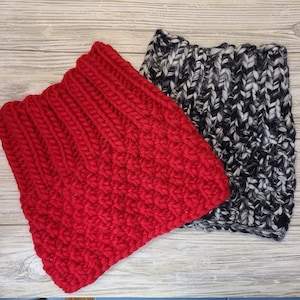 Handgemachte geriffelte Wolle Strickschal, Strickschal, Geschenke für sie, Winter-Accessoires, gestrickter Rundschal, Loopschal, versandfertig