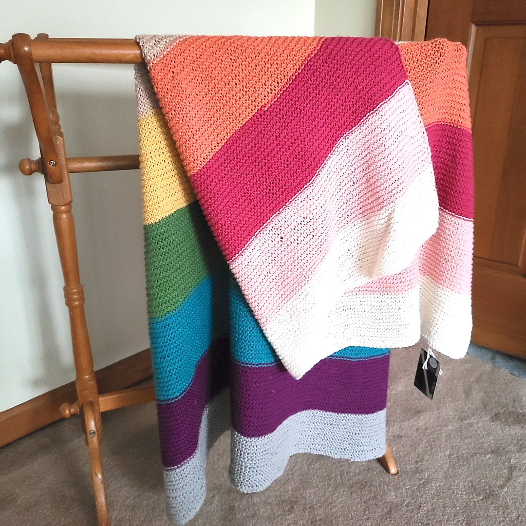 Color Block Linen Cotton Lap Blanket Rainbow Baby Blanket Etsy
