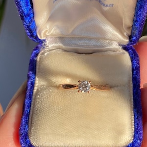 Yellow Gold Estate Solitaire Diamond Ring | 14k Yellow Gold | Size 5  | Vintage Engagement Ring | Wedding Ring |