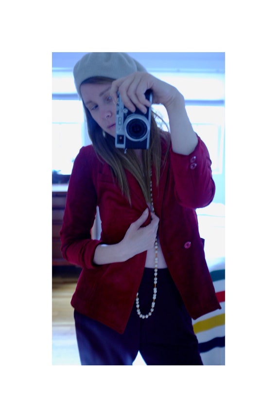 Ruby red velvet blazer