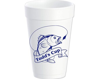 Bass Fish Custom Styrofoam Cups, Fisherman, Father's Day, Outdoorsman, Personalized