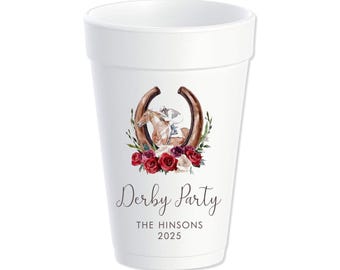 Derby Party Custom Styrofoam Cups, Horse Race, Personalized Foam Cups