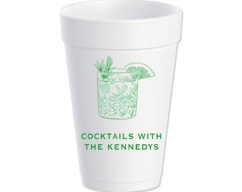 Christmas Cocktails Custom Styrofoam Cups, Holiday Party Cups, Adult Christmas, Personalized Foam Cups