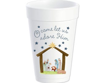 Nativity Custom Styrofoam Cups, Christmas, Religious, Personalized Foam Cups