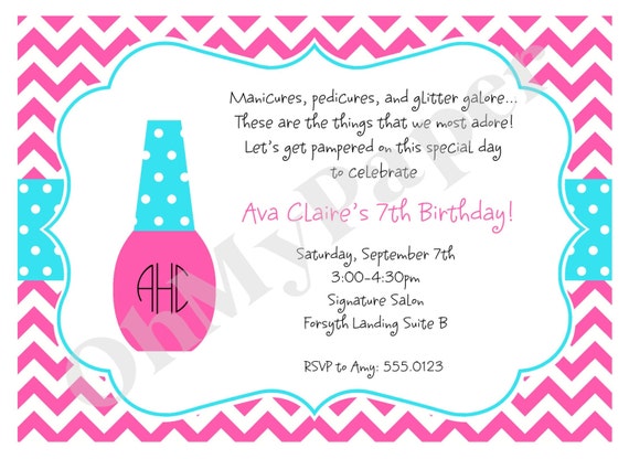 Nail Salon Birthday Party Invitations 7