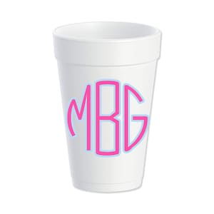Monogram Custom Styrofoam Cups, Personalized Foam Cups, Gift