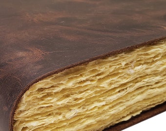 Large Rustic Leather Journal: Handmade Sketchbook, 320 Deckle Edge Pages