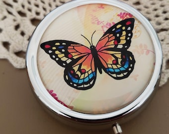 Butterfly Pill Box: Decorative Travel Pill Case