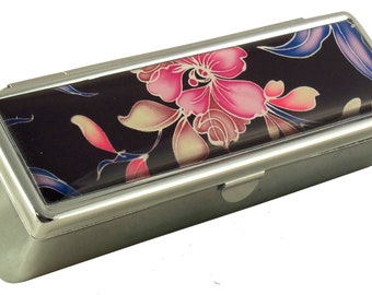 Floral Lipstick Case with Mirror: Pocket Cosmetic Organizer