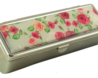 Floral Lipstick Case with Mirror: Metal Makeup Organizer