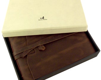 Rustic Leather Photo Album: Handmade Scrapbook Guestbook, 4x6 5x7