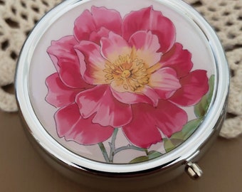Floral Pill Box, Decorative Pill Case, Purse Organizer