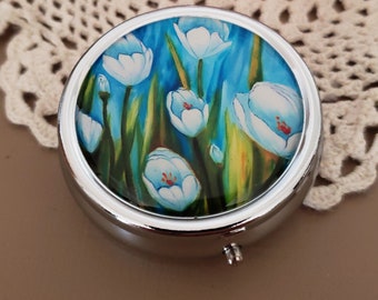 Floral Pill Box, Houder Travel Meds Case