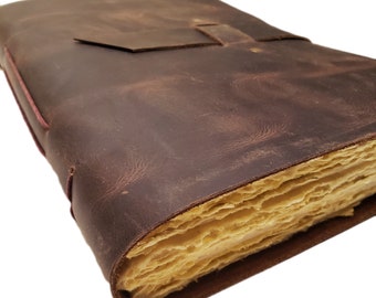 Large Leather Photo Album: Rustic Scrapbook Guestbook