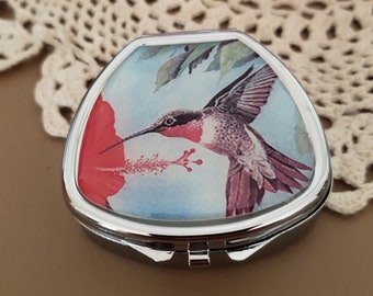 Hummingbird Pill Box, Decorative Travel Vitamin Case