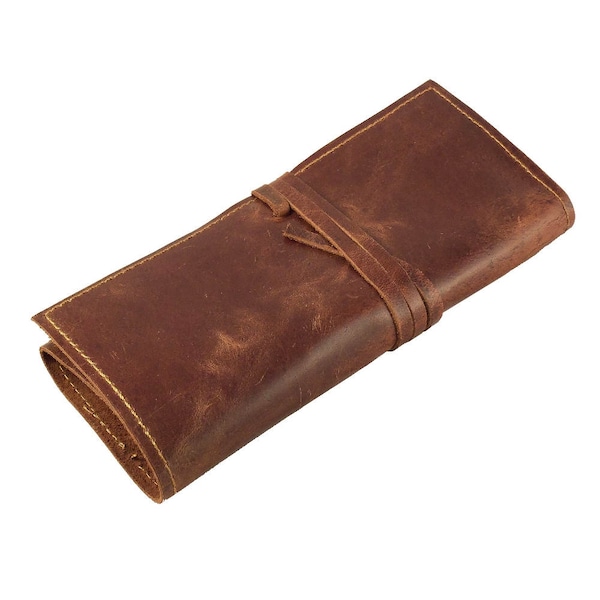 Leather Pencil Roll, Leather Pencil Case, Pencil Roll, Pencil Pouch, Leather Pen Case, Pen Case, Pencil Case, Brush Case, Roll Up Pen Case