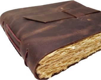 Rustic Leather Photo Album: Handmade Scrapbook Guestbook