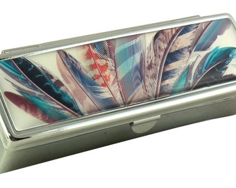 Feather Design Lipstick Case with Mirror: Stylish Makeup Organizer