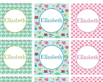 Custom Printable Floral Name Stickers, Gift Tags