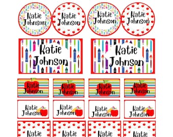 Aangepaste afdrukbare schoolnaamstickers, cadeaulabels